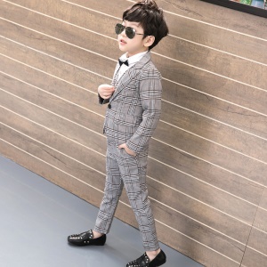 TONGBOXIAOYU Costume enfant  3 pièces à carreaux et une boucle
