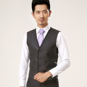 CHUNHE Gilet de costume homme  simple boutonnage rayures