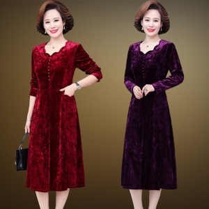 robe pour femme âgée Robe manches longues col V