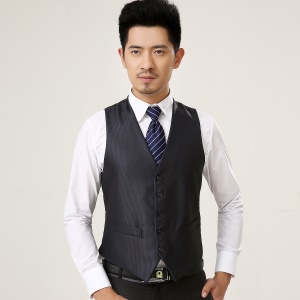 CHUNHE Gilet de costume homme  simple boutonnage rayures