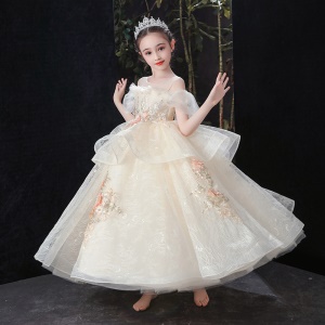 Robe de fille en filet sarong avec col rond