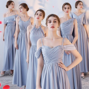 Robe de demoiselle d'honneur en mousseline de soie avec bretelles