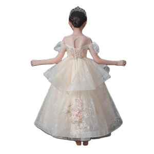 Robe de fille en filet sarong avec col rond