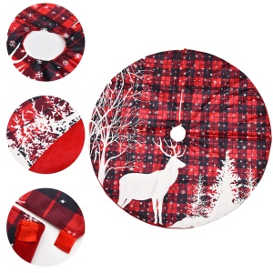 JINMINGGUAN tapis  d'arbre de Noël motif à carreaux super doux wapiti