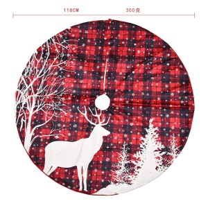 JINMINGGUAN tapis  d'arbre de Noël motif à carreaux super doux wapiti