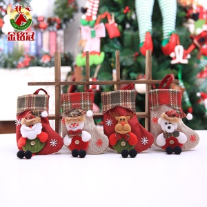 JINMINGGUAN Chaussettes de Noël avec cordon à carreaux décoration