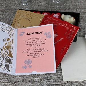 SWEET MADE Cartes d'Invitation de mariage sur papier nacré sculpté et ajouré