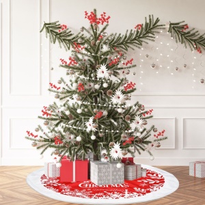 JINMINGGUAN Tapis d'arbre de Noël lettres imprimées en tissu super doux