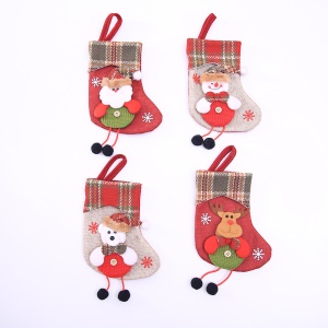 JINMINGGUAN Chaussettes de Noël avec cordon à carreaux décoration