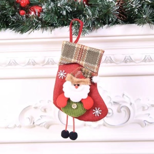 JINMINGGUAN Chaussettes de Noël avec cordon à carreaux décoration