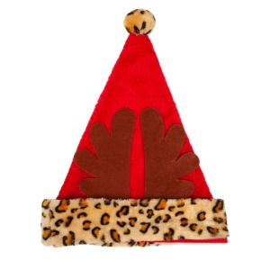 Chapeau de Noël avec motif léopard bord de bois de cerf fête de Noël (Les images font foi sur 1688)