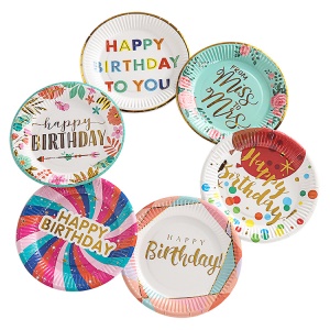 HONGQING Assiettes jetables pour anniversaire