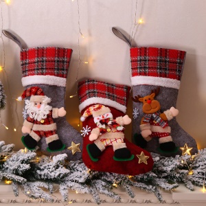 JINMINGGUAN accessoire de décoration de Noël à carreaux poupée de Noël