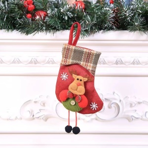 JINMINGGUAN Chaussettes de Noël avec cordon à carreaux décoration