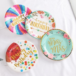 HONGQING Assiettes jetables pour anniversaire