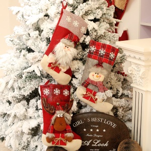 JINMINGGUAN Chaussettes de  décoration de Noël en flanelle