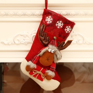 JINMINGGUAN Chaussettes de  décoration de Noël en flanelle