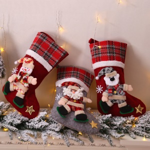 JINMINGGUAN accessoire de décoration de Noël à carreaux poupée de Noël