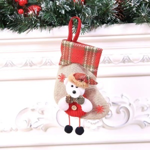 JINMINGGUAN Chaussettes de Noël avec cordon à carreaux décoration