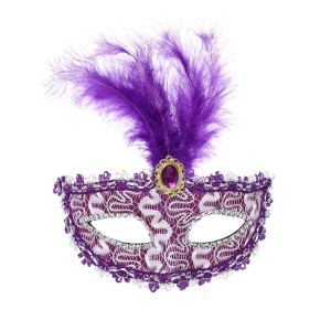 Masque de fête en cuir plume demi-visage