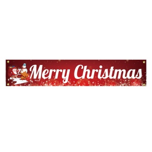 QIZHAN 100D Bannière de Noël en polyester avec impression numérique