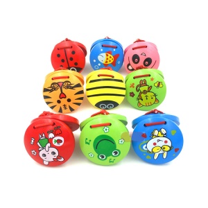 YIXIAO Castagnettes pour enfants animaux rond en bois