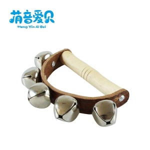 MENGYINAIBEI Sonnette à main en cuir et poignée en bois