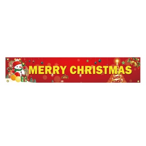 QIZHAN 100D Bannière de Noël en polyester avec impression numérique