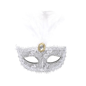 Masque de fête en cuir plume demi-visage