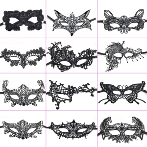 Masque de fête dentelle noir demi-visage
