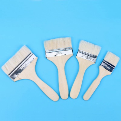 Pinceau  à huile avec brosse en laine à long manche en bois
