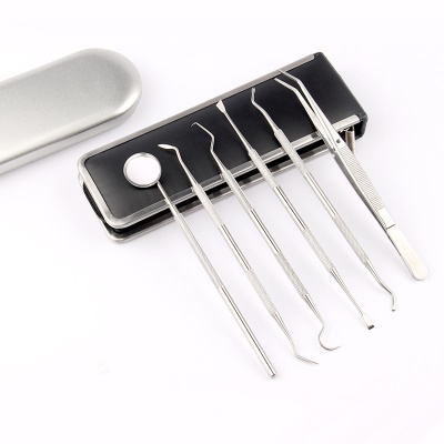 Outils dentaires Set de 6 pièces en acier inoxydable boîte en fer