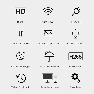 Système de surveillance complet sans fil HD vision nocturne WIFI réseau mobile surveillance à distance
