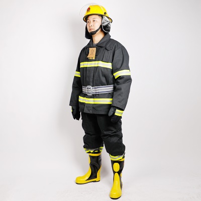 SANQIAN Combinaison de lutte contre l'incendie Set de cinq pièces split noir ignifuge polyester-coton
