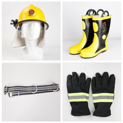 SANQIAN Combinaison de lutte contre l'incendie Set de cinq pièces split noir ignifuge polyester-coton