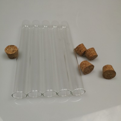 QUIUJING  Tube à essai en verre avec fond rond transparent et bouchon en bois