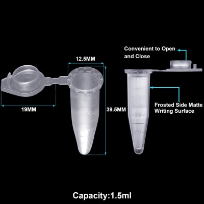 HUIYA Tubes à centrifuger  avec bouton-poussoir 1.5 ml en polypropylène