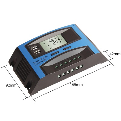 BYGD Régulateur solaire double écran LCD de sortie USB