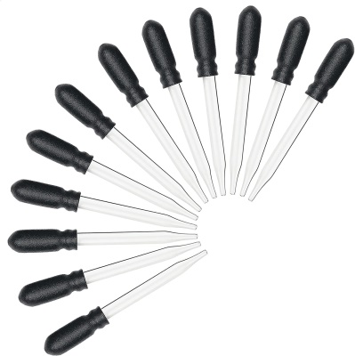 HUIYA Compte-gouttes en verre  avec tête en caoutchouc noir gradué 1ml