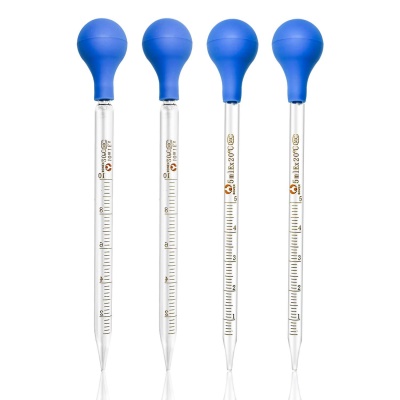 HUIYA  Compte-gouttes en verre avec serre-tête en caoutchouc bleu gradué