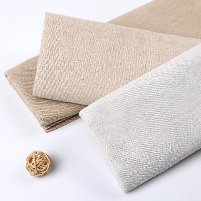 QINXIU Tissu coton et lin  couleur unie