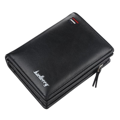 Baellerry Portefeuille pour hommes en cuir PU avec fermeture éclair et fermeture à glissière 2 plis
