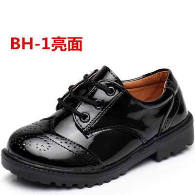 Chaussure noire en cuir pour enfants en cuir artificiel avec  semelle en caoutchouc