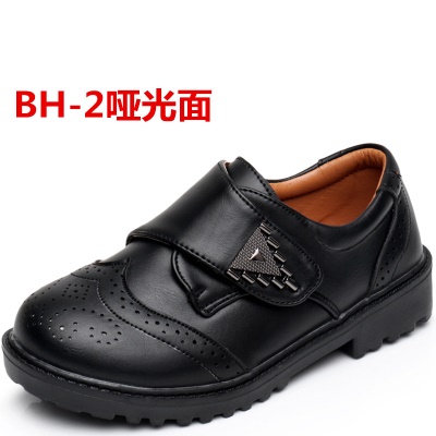 Chaussure noire en cuir pour enfants en cuir artificiel avec  semelle en caoutchouc
