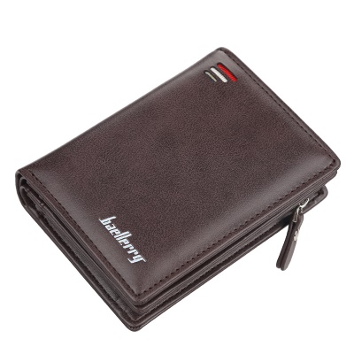 Baellerry Portefeuille pour hommes en cuir PU avec fermeture éclair et fermeture à glissière 2 plis