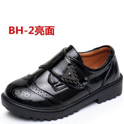 Chaussure noire en cuir pour enfants en cuir artificiel avec  semelle en caoutchouc