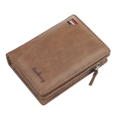 Baellerry Portefeuille pour hommes en cuir PU avec fermeture éclair et fermeture à glissière 2 plis