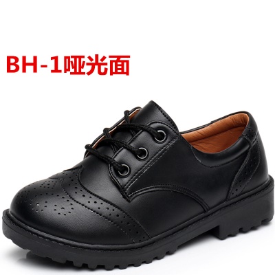 Chaussure noire en cuir pour enfants en cuir artificiel avec  semelle en caoutchouc