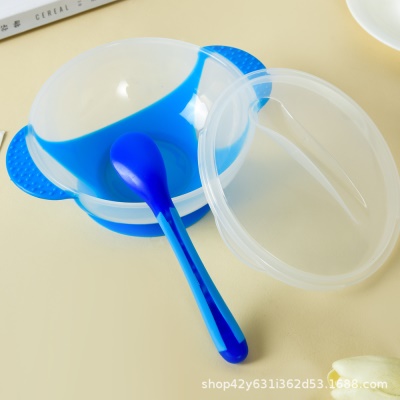 Bol à ventouse pour bébé + couvercle + cuillère Matériau PP antidérapant et antichute