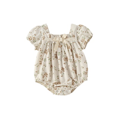 Combinaison bébé en coton et à motif fleuri